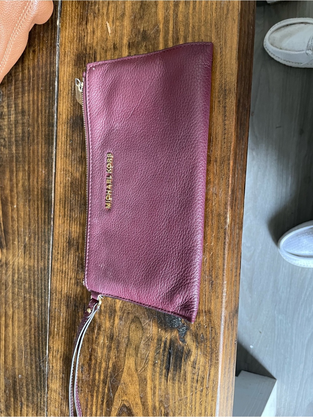 Michael Kors Plum Pebbled Leather Wristlet